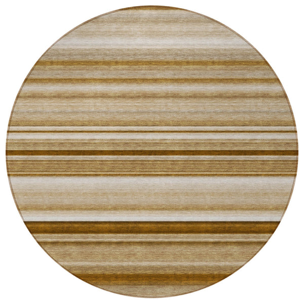 Homeroots 5' X 8' Stylish Striped Washable Indoor Outdoor Area Rug – Perfect For Kids, Pets & Easy Care Chocolate Polyester 561010