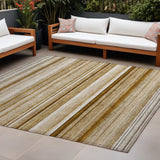 Homeroots 8' X 10' Chocolate Striped Washable Non Skid Indoor Outdoor Area Rug Chocolate Polyester 561011