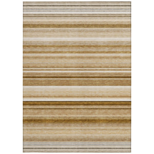 Homeroots 8' X 10' Chocolate Striped Washable Non Skid Indoor Outdoor Area Rug Chocolate Polyester 561011