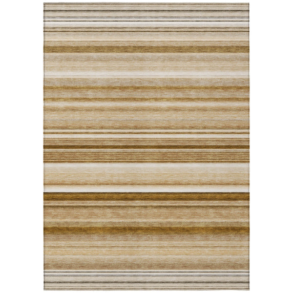 Homeroots 9' X 12' Chocolate Striped Washable Non Skid Indoor Outdoor Area Rug Chocolate Polyester 561012