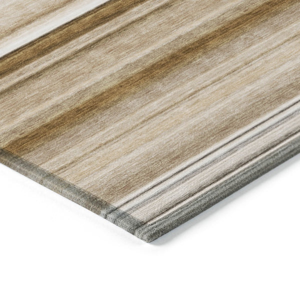 Homeroots 5' X 8' Stylish Striped Washable Indoor Outdoor Area Rug – Perfect For Kids, Pets & Easy Care Chocolate Polyester 561013