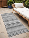 Homeroots 8' Runner Gray Striped Washable Non Skid Indoor Outdoor Runner Rug Gray Polyester 561015