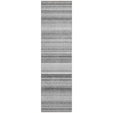 Homeroots 8' Runner Gray Striped Washable Non Skid Indoor Outdoor Runner Rug Gray Polyester 561015