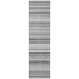 Homeroots 8' Runner Gray Striped Washable Non Skid Indoor Outdoor Runner Rug Gray Polyester 561015