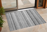 Homeroots 3' X 5' Gray Striped Washable Non Skid Indoor Outdoor Area Rug Gray Polyester 561017