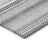 Homeroots 3' X 5' Gray Striped Washable Non Skid Indoor Outdoor Area Rug Gray Polyester 561017