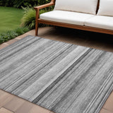 Homeroots 8' X 10' Gray Striped Washable Non Skid Indoor Outdoor Area Rug Gray Polyester 561020