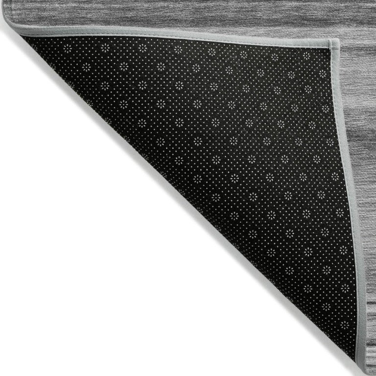 Gray Stripe Washable Indoor Outdoor Area Rug with Non-skid Felt Backing and Uv Protection