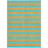 Homeroots 3' X 5' Aqua Striped Washable Non Skid Indoor Outdoor Area Rug Aqua Polyester 561026