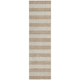 Homeroots 8' Runner Beige Striped Washable Non Skid Indoor Outdoor Runner Rug Beige Polyester 561033