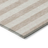 Homeroots 8' Runner Beige Striped Washable Non Skid Indoor Outdoor Runner Rug Beige Polyester 561033