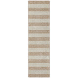 Homeroots 8' Runner Beige Striped Washable Non Skid Indoor Outdoor Runner Rug Beige Polyester 561033