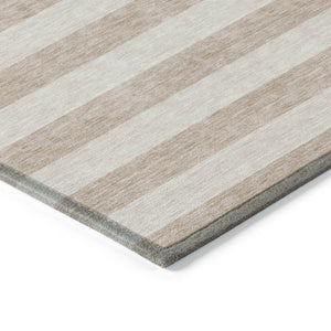 Homeroots 8' Runner Stylish Striped Washable Non-skid Indoor-outdoor Rug For Kid-friendly Spaces Beige Polyester 561035