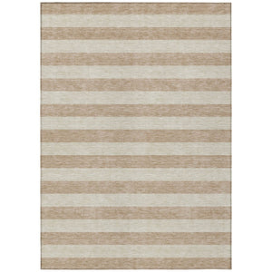 HomeRoots 5' X 8' Striped Washable Non-Skid Area Rug - Durable, Stain-Resistant, Perfect for Indoor & Outdoor Use Beige 561036