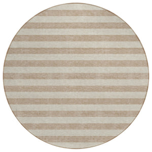 HomeRoots 5' X 8' Striped Washable Non-Skid Area Rug - Durable, Stain-Resistant, Perfect for Indoor & Outdoor Use Beige 561037