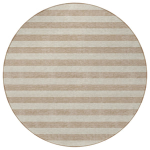 Homeroots 8' Runner Stylish Striped Washable Non-skid Indoor-outdoor Rug For Kid-friendly Spaces Beige Polyester 561037