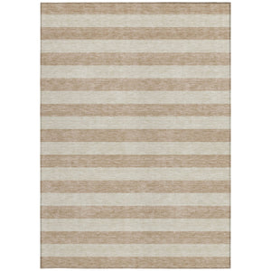Homeroots 8' Runner Stylish Striped Washable Non-skid Indoor-outdoor Rug For Kid-friendly Spaces Beige Polyester 561038