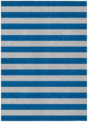 HomeRoots 5' X 8' Striped Washable Non-Skid Area Rug - Durable, Stain-Resistant, Perfect for Indoor & Outdoor Use Blue 561047