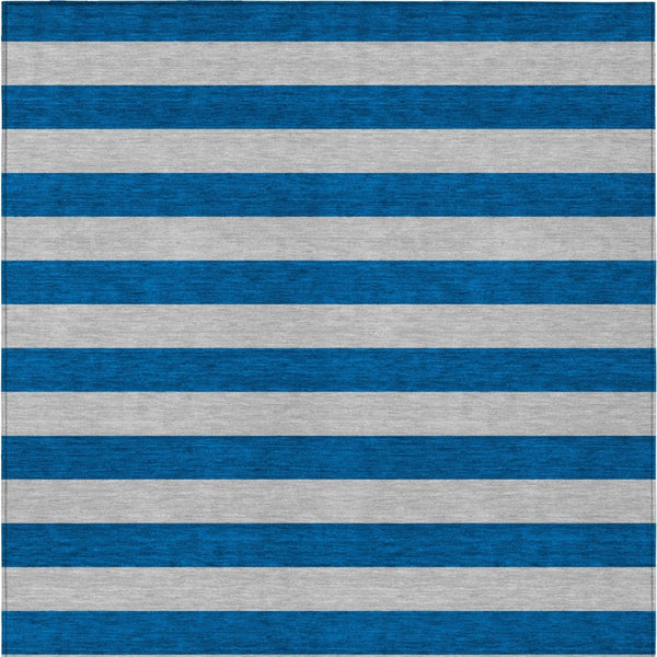 Homeroots 8' Runner Stylish Striped Washable Non-skid Indoor-outdoor Rug For Kid-friendly Spaces Blue Polyester 561048