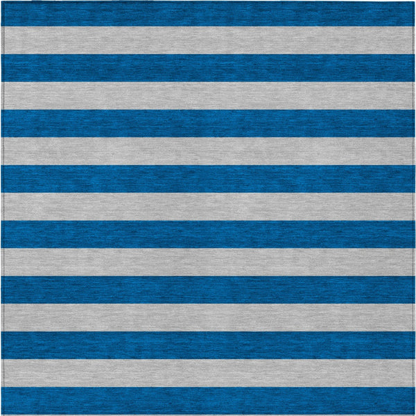 Homeroots 10' X 14' Blue And Ivory Striped Washable Indoor Outdoor Area Rug Blue Polyester 561049