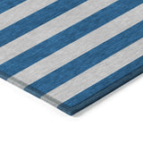 Homeroots 10' X 14' Blue And Ivory Striped Washable Indoor Outdoor Area Rug Blue Polyester 561049