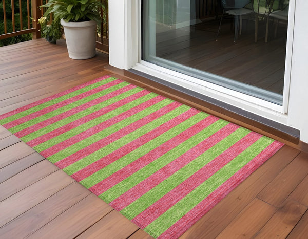 Homeroots 8' Runner Stylish Striped Washable Non-skid Indoor-outdoor Rug For Kid-friendly Spaces Blush Polyester 561053