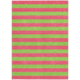 Homeroots 5' X 8' Green And Red Striped Washable Non Skid Indoor Outdoor Area Rug Blush Polyester 561054