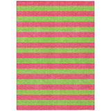 Homeroots 5' X 8' Green And Red Striped Washable Non Skid Indoor Outdoor Area Rug Blush Polyester 561054