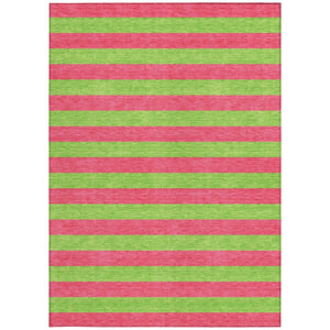 HomeRoots 5' X 8' Striped Washable Non-Skid Area Rug - Durable, Stain-Resistant, Perfect for Indoor & Outdoor Use Blush 561054