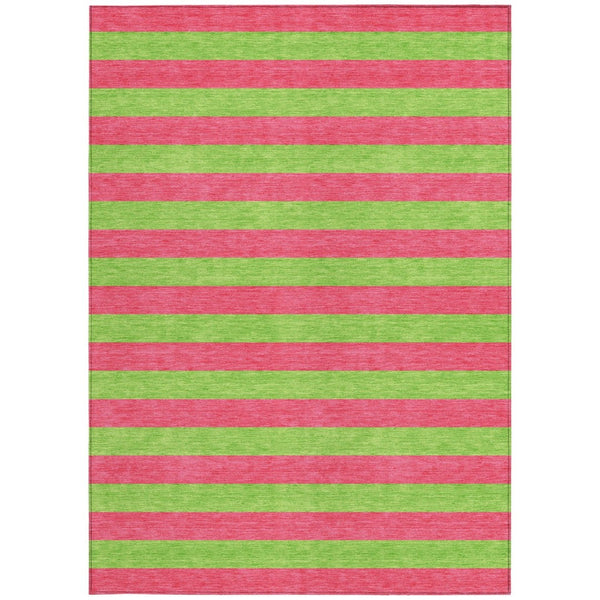 HomeRoots 5' X 8' Striped Washable Non-Skid Area Rug - Durable, Stain-Resistant, Perfect for Indoor & Outdoor Use Blush 561054