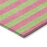 Homeroots 5' X 8' Green And Red Striped Washable Non Skid Indoor Outdoor Area Rug Blush Polyester 561054