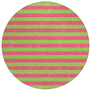 HomeRoots 5' X 8' Striped Washable Non-Skid Area Rug - Durable, Stain-Resistant, Perfect for Indoor & Outdoor Use Blush 561055