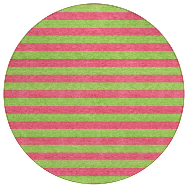 HomeRoots 5' X 8' Striped Washable Non-Skid Area Rug - Durable, Stain-Resistant, Perfect for Indoor & Outdoor Use Blush 561055