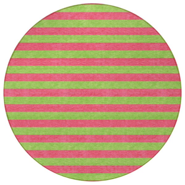 Homeroots 8' Runner Stylish Striped Washable Non-skid Indoor-outdoor Rug For Kid-friendly Spaces Blush Polyester 561055