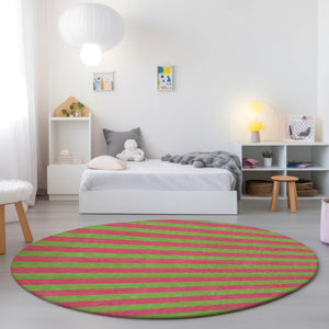 Homeroots 8' Runner Stylish Striped Washable Non-skid Indoor-outdoor Rug For Kid-friendly Spaces Blush Polyester 561055