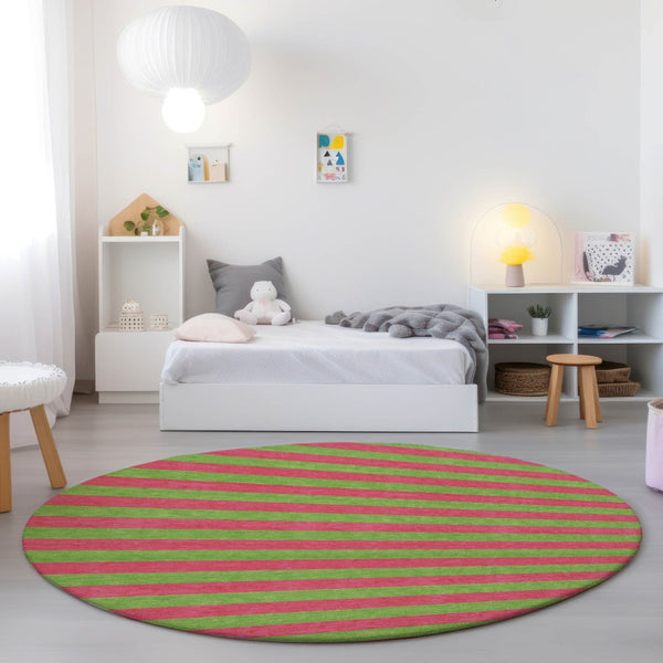 Homeroots 8' Runner Stylish Striped Washable Non-skid Indoor-outdoor Rug For Kid-friendly Spaces Blush Polyester 561055