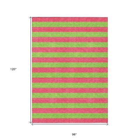 Homeroots 8' Runner Stylish Striped Washable Non-skid Indoor-outdoor Rug For Kid-friendly Spaces Blush Polyester 561056