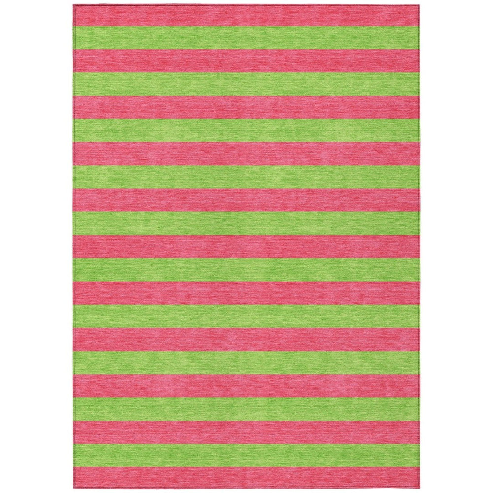 HomeRoots 5' X 8' Striped Washable Non-Skid Area Rug - Durable, Stain-Resistant, Perfect for Indoor & Outdoor Use Blush 561056