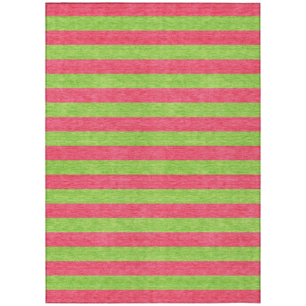 HomeRoots 5' X 8' Striped Washable Non-Skid Area Rug - Durable, Stain-Resistant, Perfect for Indoor & Outdoor Use Blush 561056