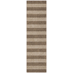 Homeroots 8' Runner Stylish Striped Washable Non-skid Indoor-outdoor Rug For Kid-friendly Spaces Coffee Polyester 561060