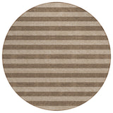 Homeroots 8' Round Coffee Round Striped Washable Non Skid Indoor Outdoor Area Rug Coffee Polyester 561064