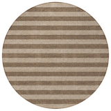 Homeroots 8' Round Coffee Round Striped Washable Non Skid Indoor Outdoor Area Rug Coffee Polyester 561064