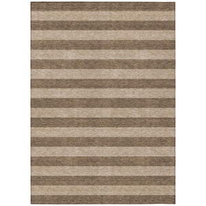 HomeRoots 5' X 8' Striped Washable Non-Skid Area Rug - Durable, Stain-Resistant, Perfect for Indoor & Outdoor Use Coffee 561065