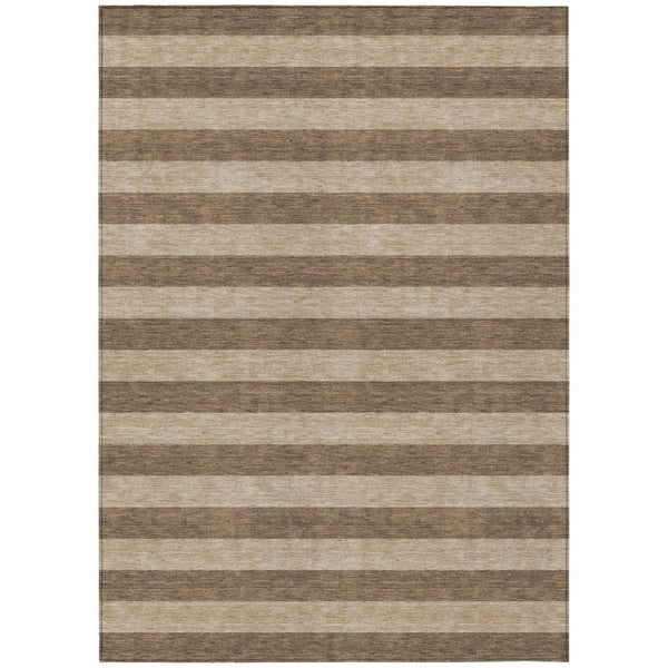 HomeRoots 5' X 8' Striped Washable Non-Skid Area Rug - Durable, Stain-Resistant, Perfect for Indoor & Outdoor Use Coffee 561066