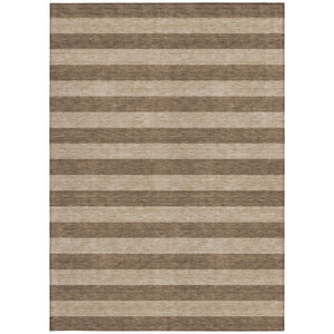Homeroots 8' Runner Stylish Striped Washable Non-skid Indoor-outdoor Rug For Kid-friendly Spaces Coffee Polyester 561066