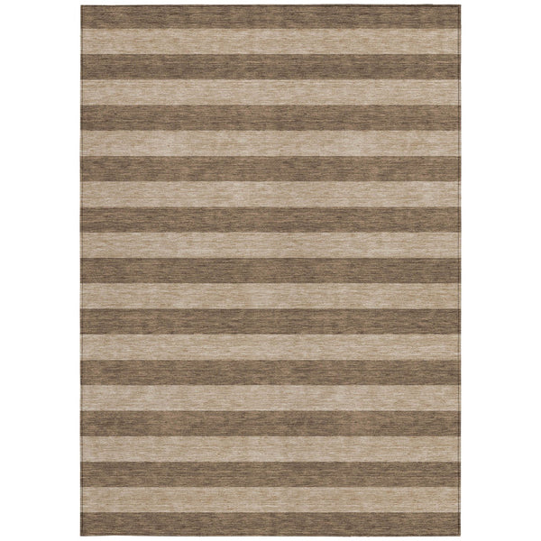 Homeroots 8' Runner Stylish Striped Washable Non-skid Indoor-outdoor Rug For Kid-friendly Spaces Coffee Polyester 561066