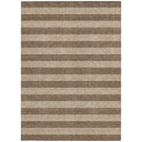 Homeroots 10' X 14' Coffee Striped Washable Non Skid Indoor Outdoor Area Rug Coffee Polyester 561067