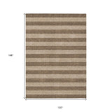 Homeroots 10' X 14' Coffee Striped Washable Non Skid Indoor Outdoor Area Rug Coffee Polyester 561067