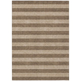 Homeroots 10' X 14' Coffee Striped Washable Non Skid Indoor Outdoor Area Rug Coffee Polyester 561067