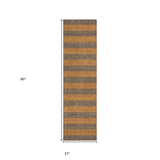 Homeroots 8' Runner Brown And Tan Striped Washable Non Skid Indoor Outdoor Runner Rug Fudge Polyester 561069